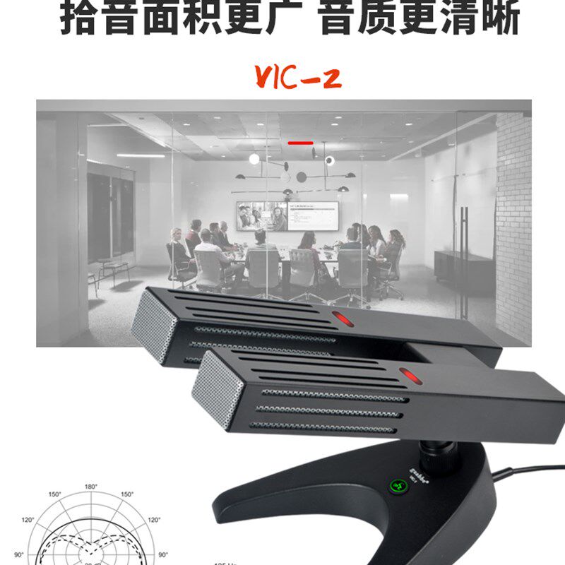 有线专业会议话筒电容短款双头方管手拉手台式桌面全指向麦克风