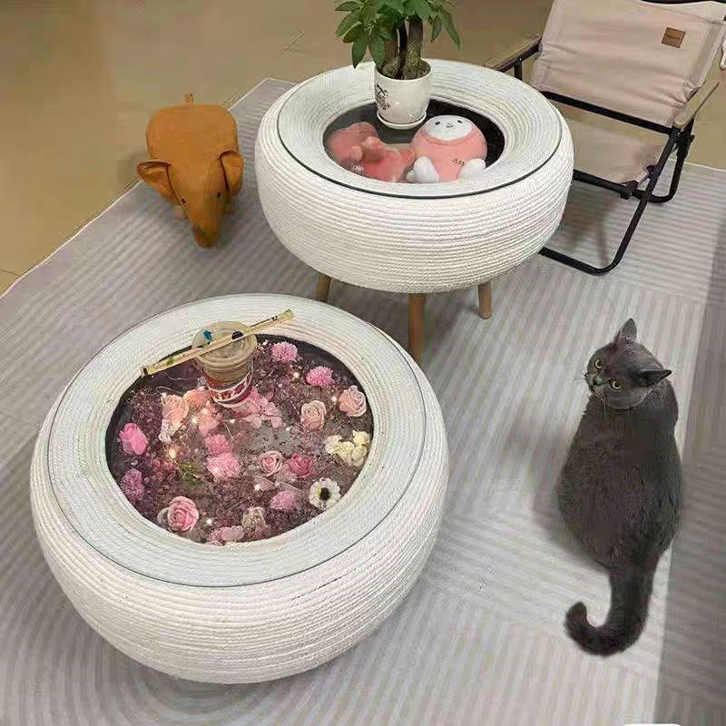 花海轮胎茶几材料全套配齐DIY轮胎改造桌子手工麻绳桌送配件教程