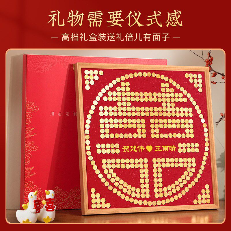 百喜图结婚礼物送新人喜字模版喜字币相框囍手工diy订婚摆件成品