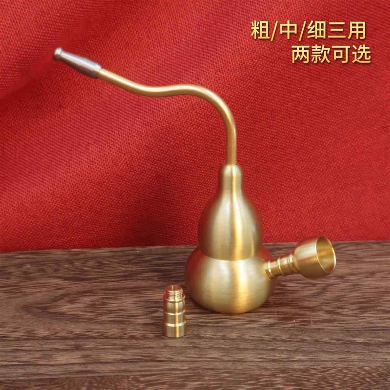 纯铜葫芦水烟壶 两用水过滤黄铜水烟袋 两用型男士金属水烟斗插烟