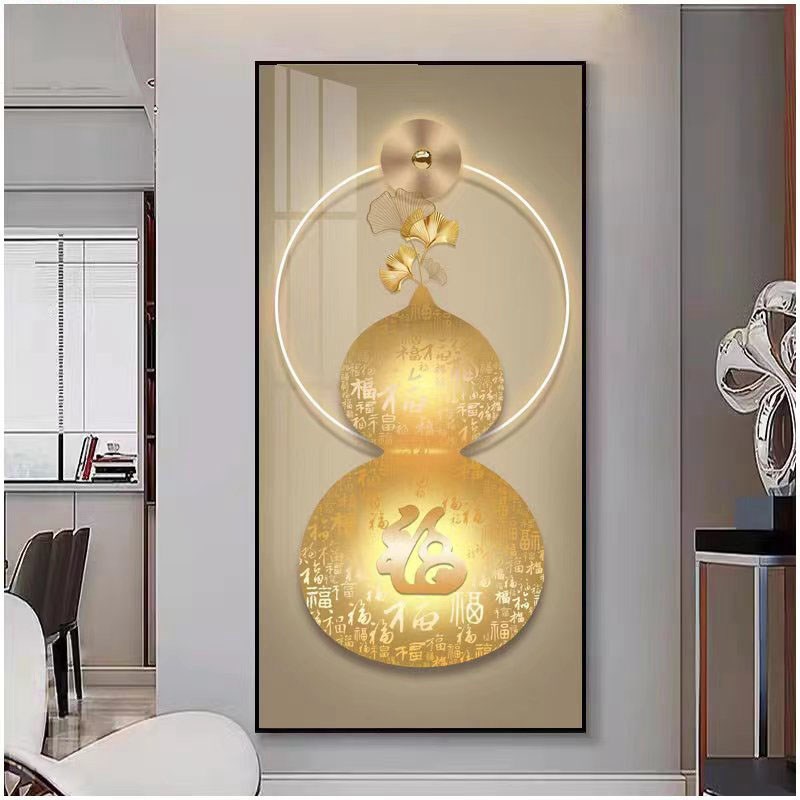 发光灯画入户玄关装饰画楼道壁画2024新款正对门墙挂画五福风水画