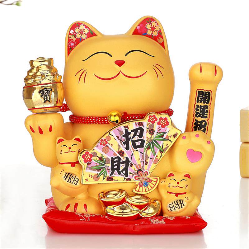 金色招财猫摆件电动摇手发财猫特大号陶瓷创意摆件店铺家居装饰品