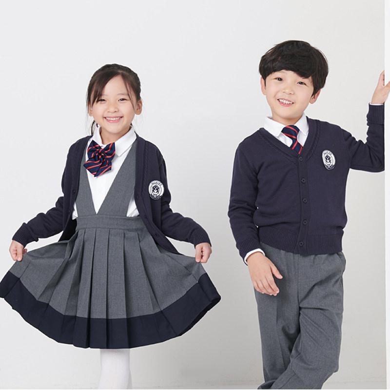幼儿园园服春秋装校服套装英伦风中小学生三件套毛衣纯棉班服秋装