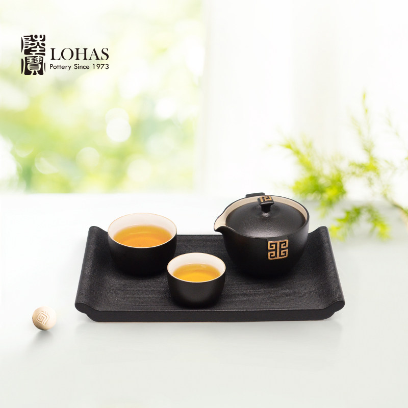 陆宝陶瓷茶盘家用泡茶盘套组分离式储水盘排水管壶承泡茶盘托盘