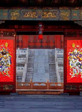 特大超大号门神定制农村别墅寺庙大单门贴户外防水背胶秦叔宝年画