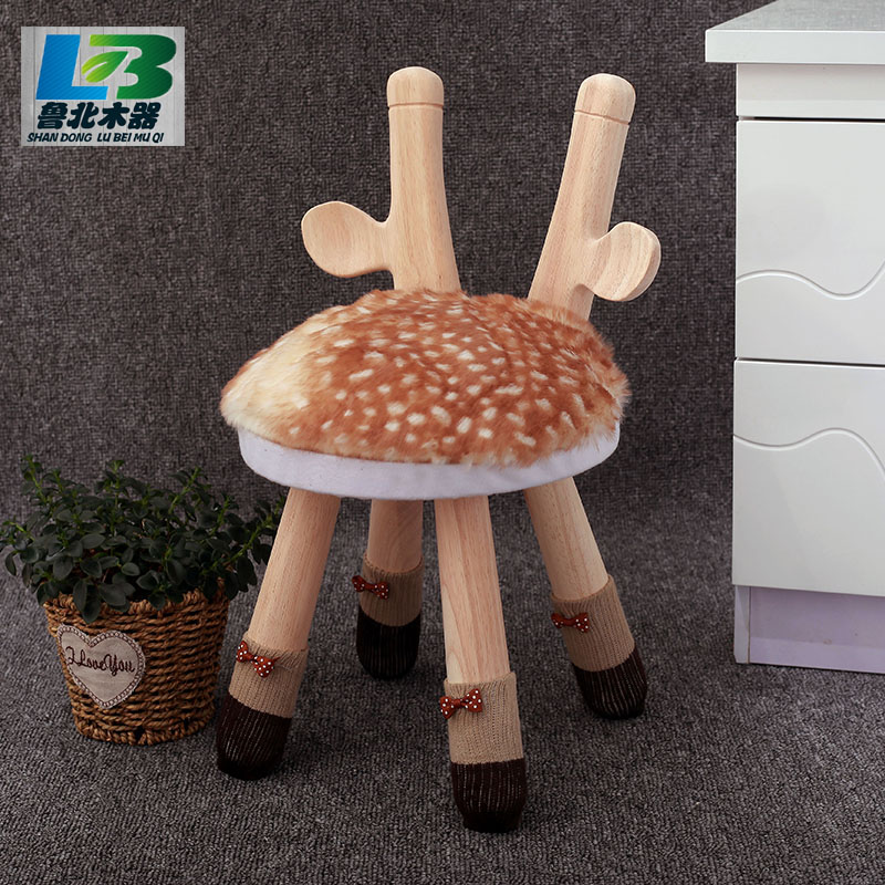 卡通凳子实木儿童靠背可爱桌椅创意幼儿园简约小鹿动物椅小羊板凳