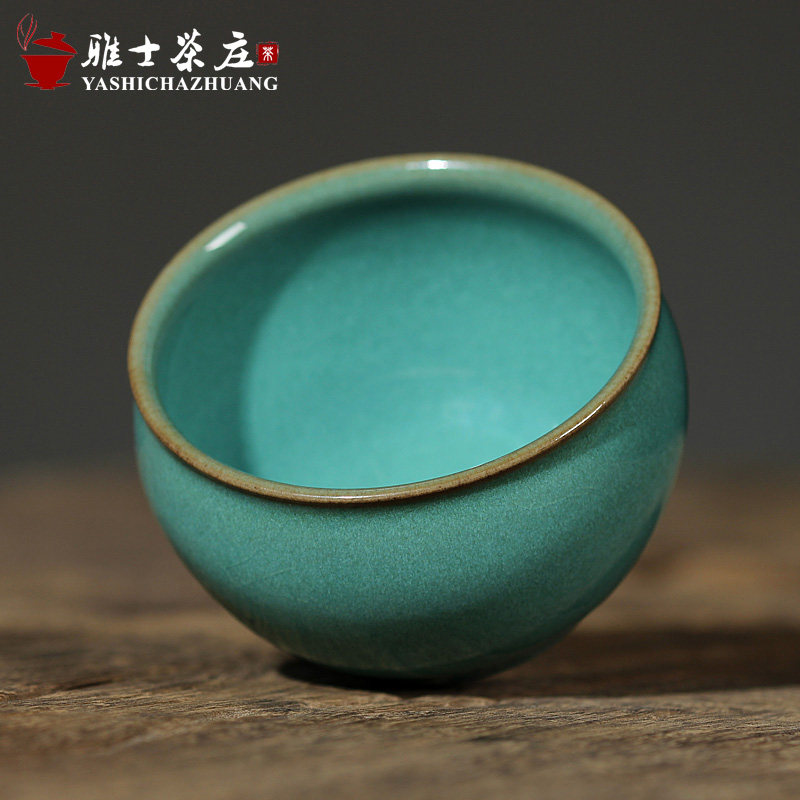 苏天培深水绿主人杯开片青瓷铁胎茶杯陶瓷名家茶碗盏普洱品茗单杯