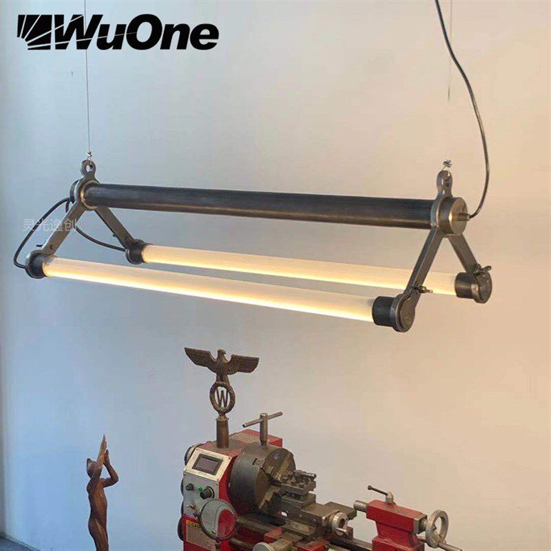 中古wuone灵光逸创 工业风吊灯双管灯具T8管吧台灯复古灯工作室灯