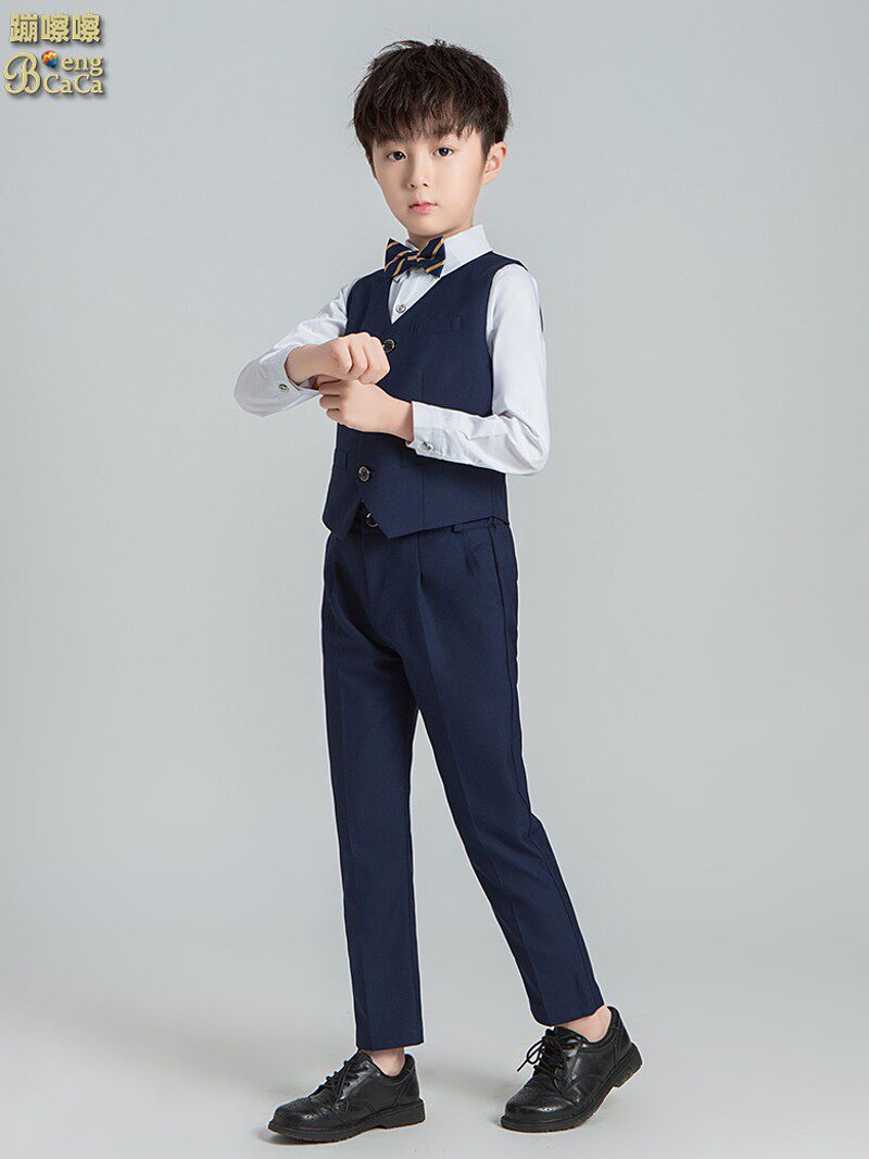 儿童西装套装花童婚礼服男童英伦西服小男孩外套中大童钢琴演出服
