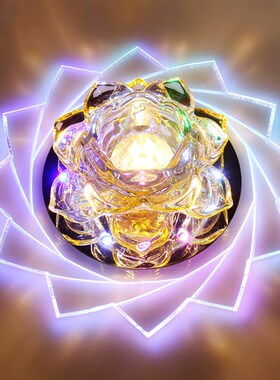 七彩莲花水晶过道走廊灯玄关入户门厅灯led客厅吊顶天花射灯筒灯