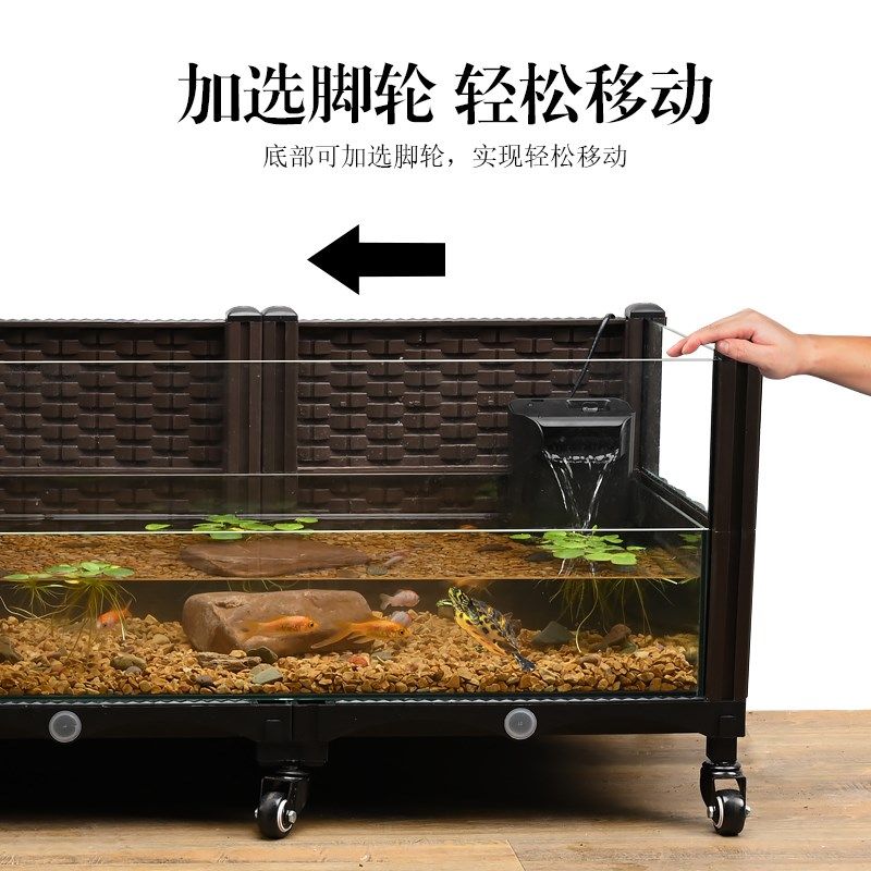 乌龟生态造景水陆饲养缸家用养黄缘乌龟专用大号养殖箱子窝带排水