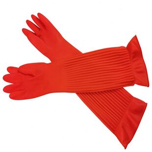 一体加长56厘米防水耐油乳胶耐磨耐酸碱家务清洁洗衣洗衣橡胶手套