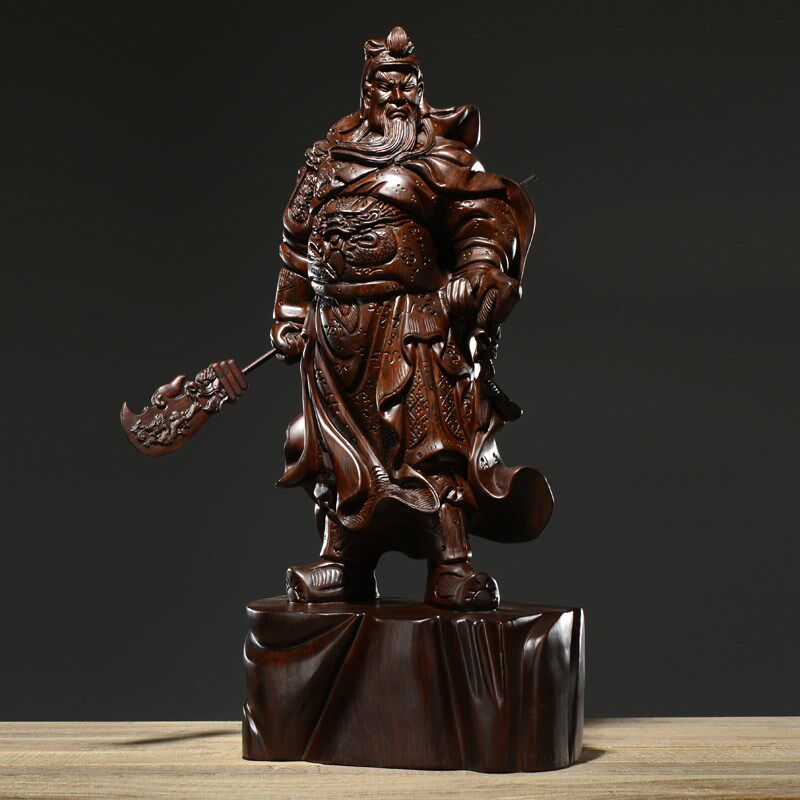 黑檀木雕关公像摆件实木大号武财神关二爷客厅护宅武圣关羽工艺品