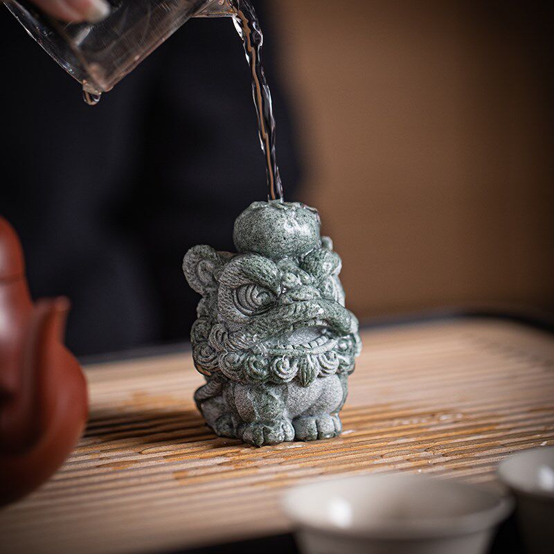 新中式舞狮好柿花生一对茶宠摆件可爱醒狮百财大卖送礼品桌面装饰