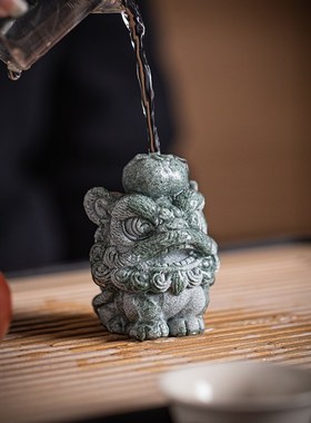 新中式舞狮好柿花生一对茶宠摆件可爱醒狮百财大卖送礼品桌面装饰