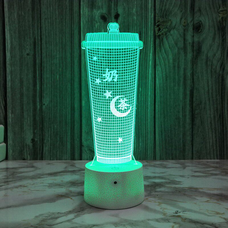 创意奶茶杯3d小夜灯usb插电卧室床头台灯酒吧台氛围灯创意礼品灯
