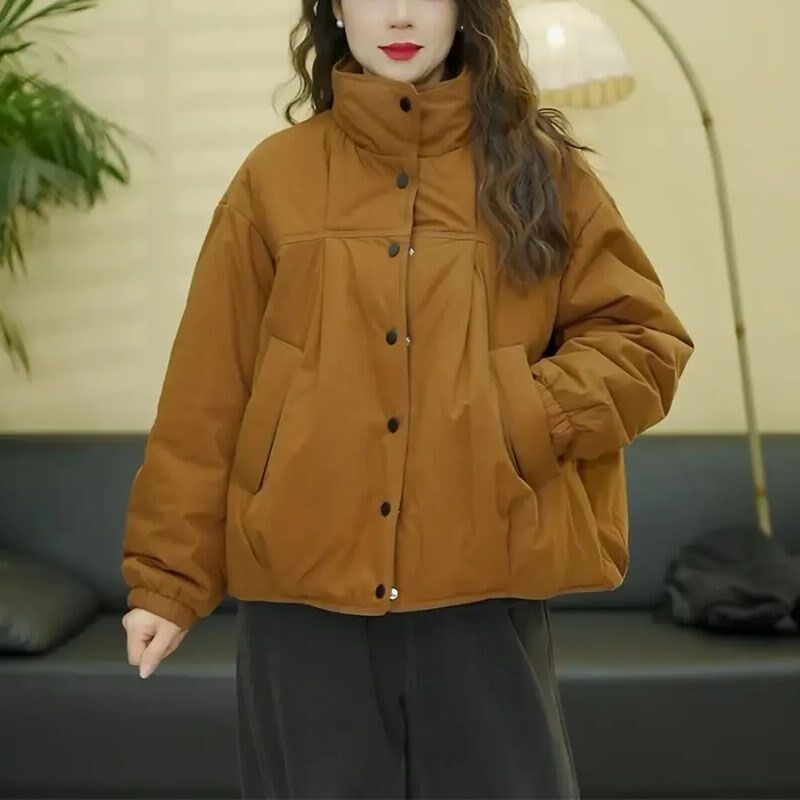 2024年冬季新款宽松显瘦百搭短款棉服女时尚休闲加厚保暖棉衣外套