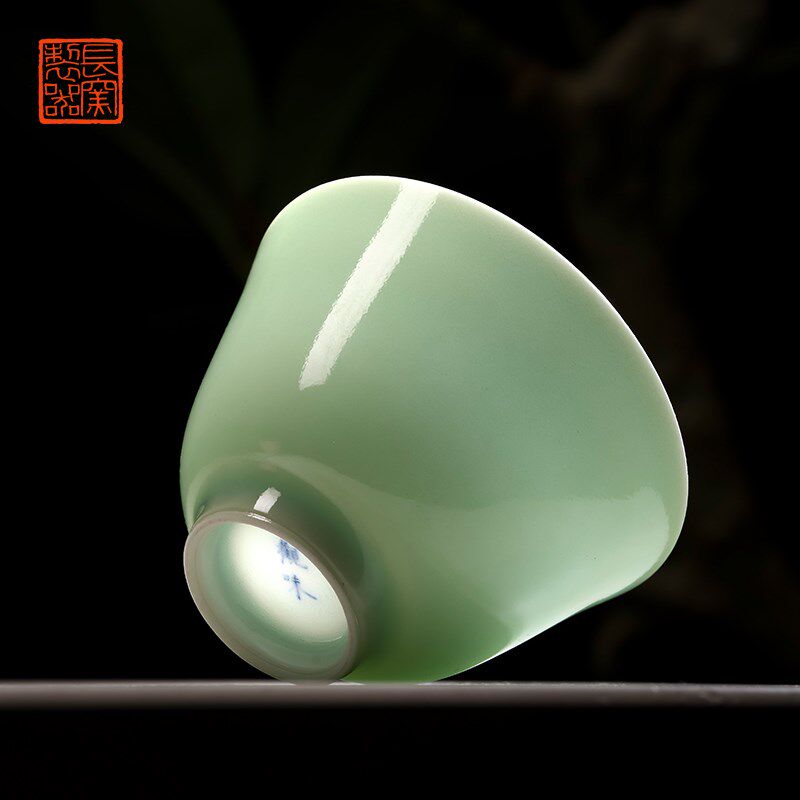 涂睿明长物居 单色釉胭脂水手工盖碗茶杯 景德镇仿古色釉陶瓷茶具
