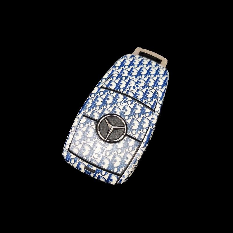 2023新款奔驰钥匙贴纸c260l e300 gla200 glc300贴画glbe车钥贴膜