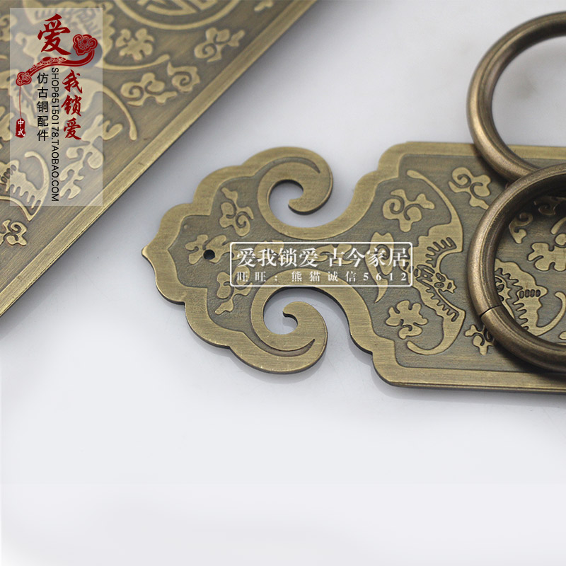 仿古门铜拉手 中式蝙蝠铜拉手 篱笆门条衣柜门铜配件大门拉手古铜