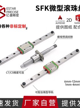微型滚珠丝杆 螺母丝杠SFK0601 0801 0802 0802 1002 1004 1202