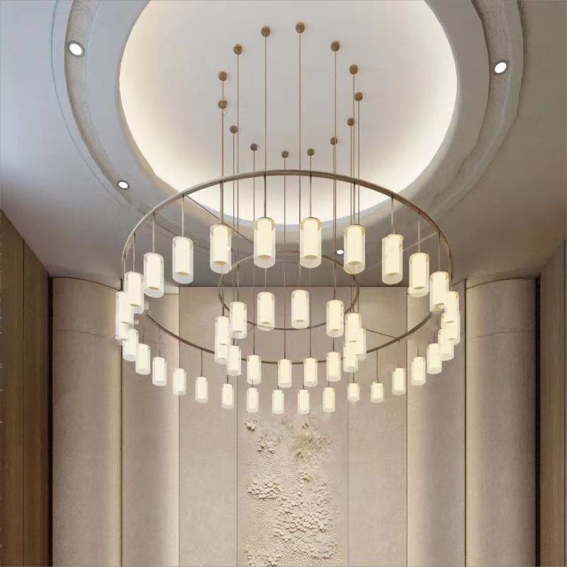 新款婚庆婚礼堂圈圈道具吊灯装饰餐厅包间包房餐桌新中式订制大灯
