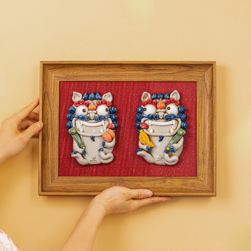 新中式立体貔貅装饰画挂画厨房客厅办公室装饰桌面陶瓷摆件定制