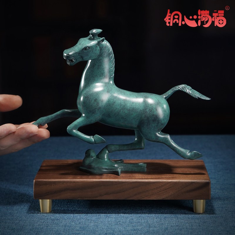阿三铜艺黄铜摆件《马踏飞燕》铜工艺品 家居装饰品 礼品铜马摆件