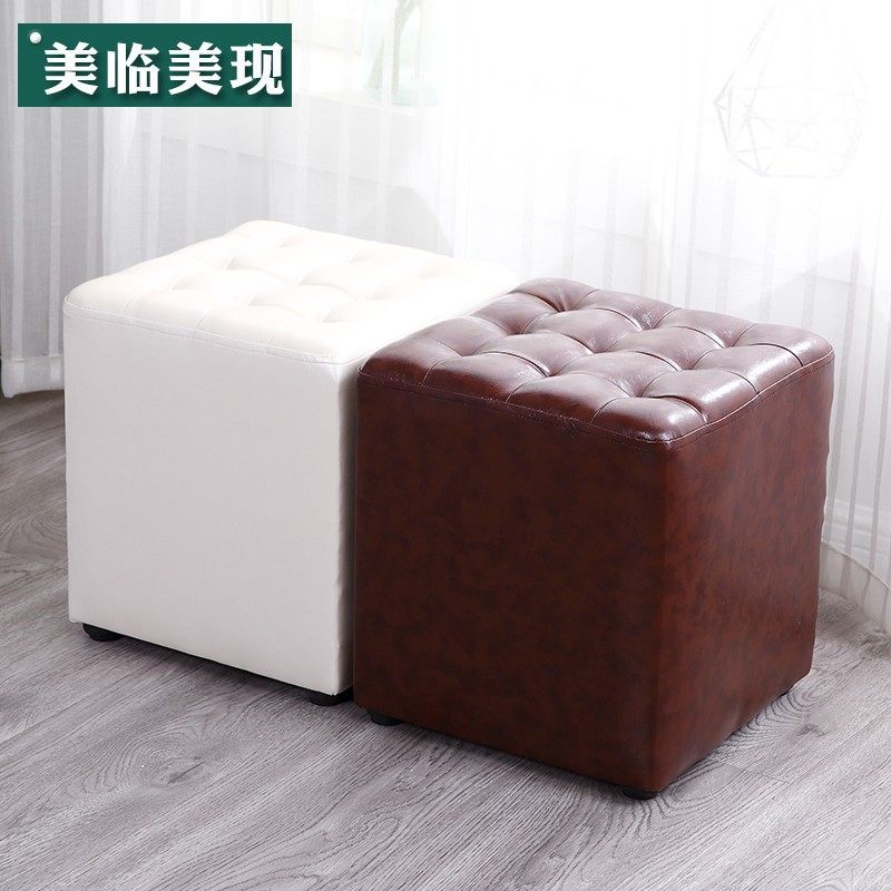实木小凳子家用时尚圆凳子创意皮凳沙发凳成人软凳矮凳小板凳皮墩