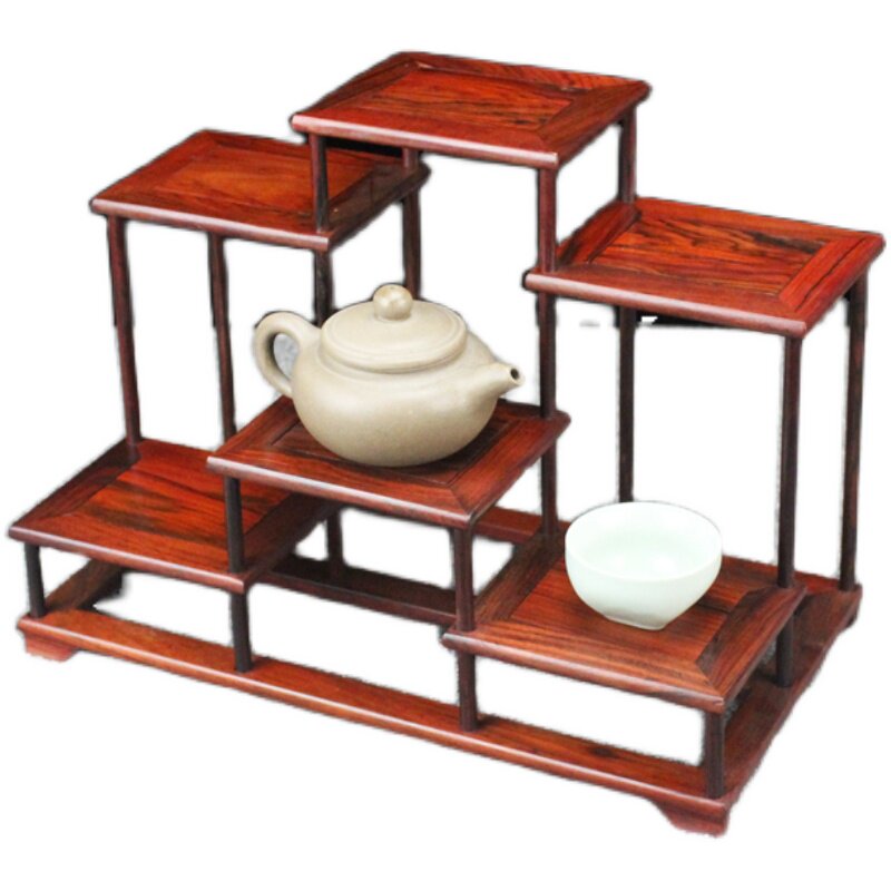 红酸枝中式紫砂壶茶具博古架展示架置物架工艺品盆景摆件实木架子