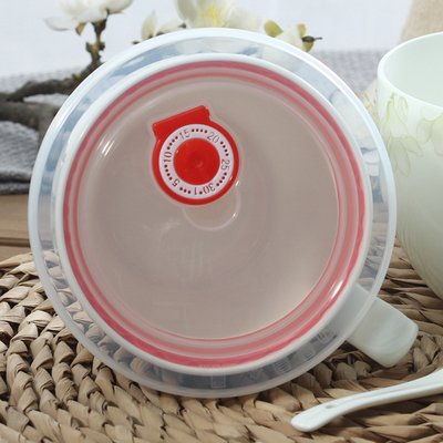 杯子陶瓷麦片杯早餐杯带盖勺大容量大号牛奶杯马克杯碗燕麦杯骨瓷