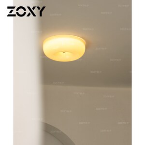 zoxy佐夕中古法式奶油吸顶灯包豪斯卧室灯房间过道玄关复古玻璃灯