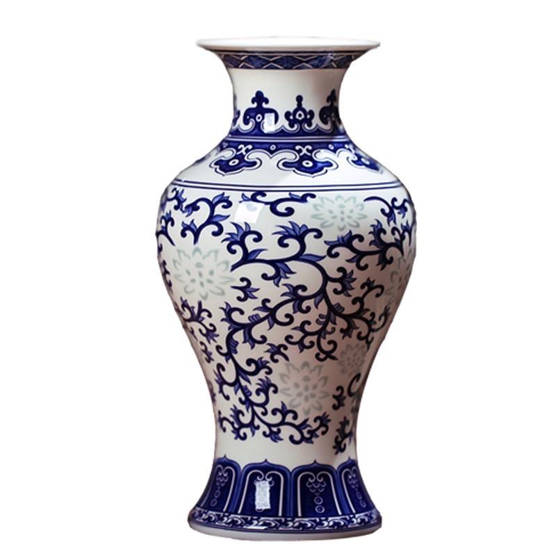 景德镇陶瓷器 青花玲珑薄胎骨瓷高档花瓶 工艺品摆件客厅家居装饰