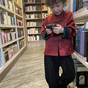 儿童唐装23新款春秋装新中式宝宝小外套时髦撞色国学汉服童装薄款