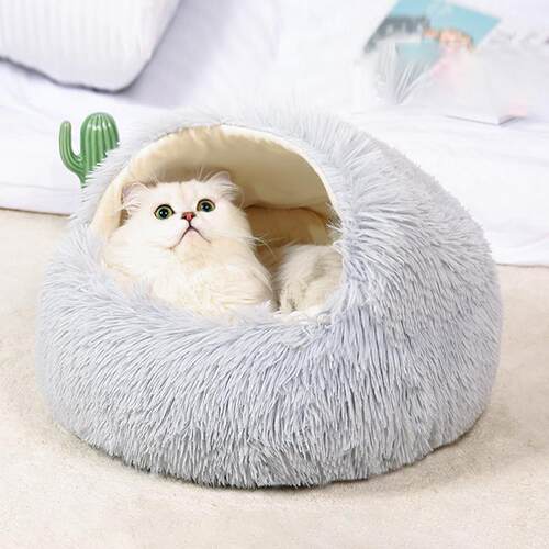 猫窝猫房子冬季保暖宠物窝半封闭式睡袋四季通用猫屋猫咪狗窝睡垫