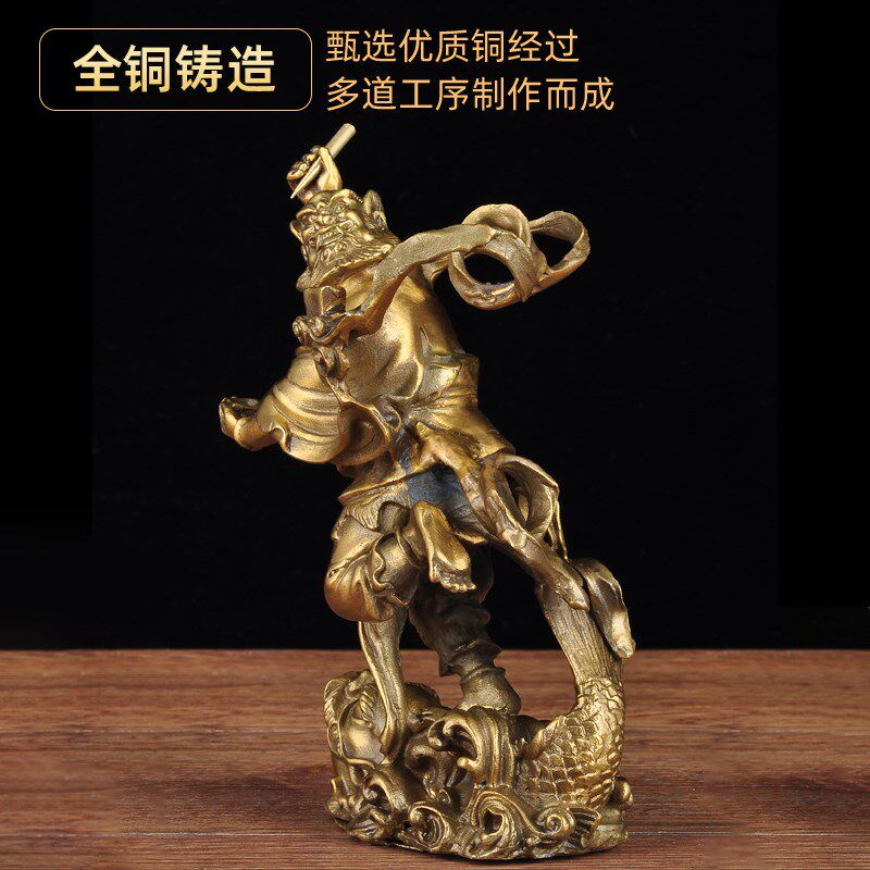 黄铜魁星点斗摆件魁星踢斗铜像家居客厅书房电视柜装饰品书桌摆设
