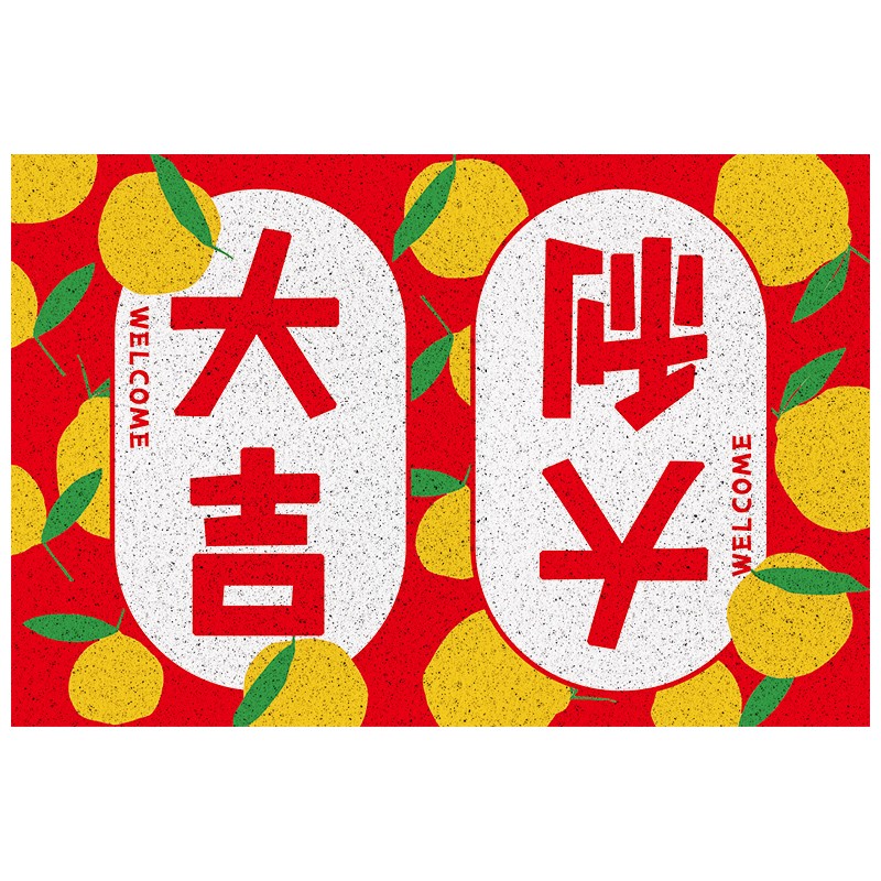红色新年入户门地垫进门口家用国潮丝圈脚垫地毯门垫防滑定制