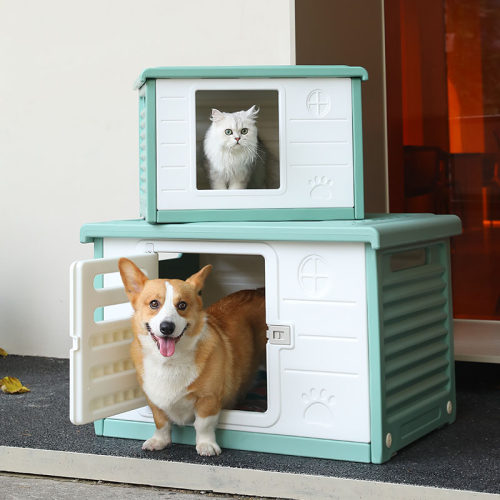 猫窝猫房子防水可拆洗户外塑料狗窝上下层四季通用室外流浪猫屋
