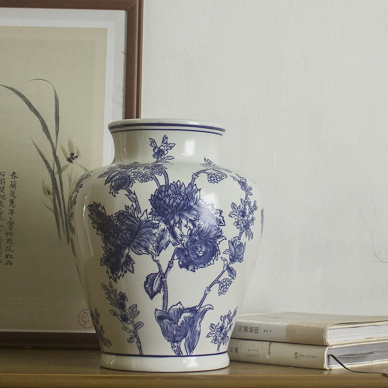 景德镇陶瓷青花瓷花瓶插花瓷瓶中式复古瓷器青花萧雅轩装饰品摆件