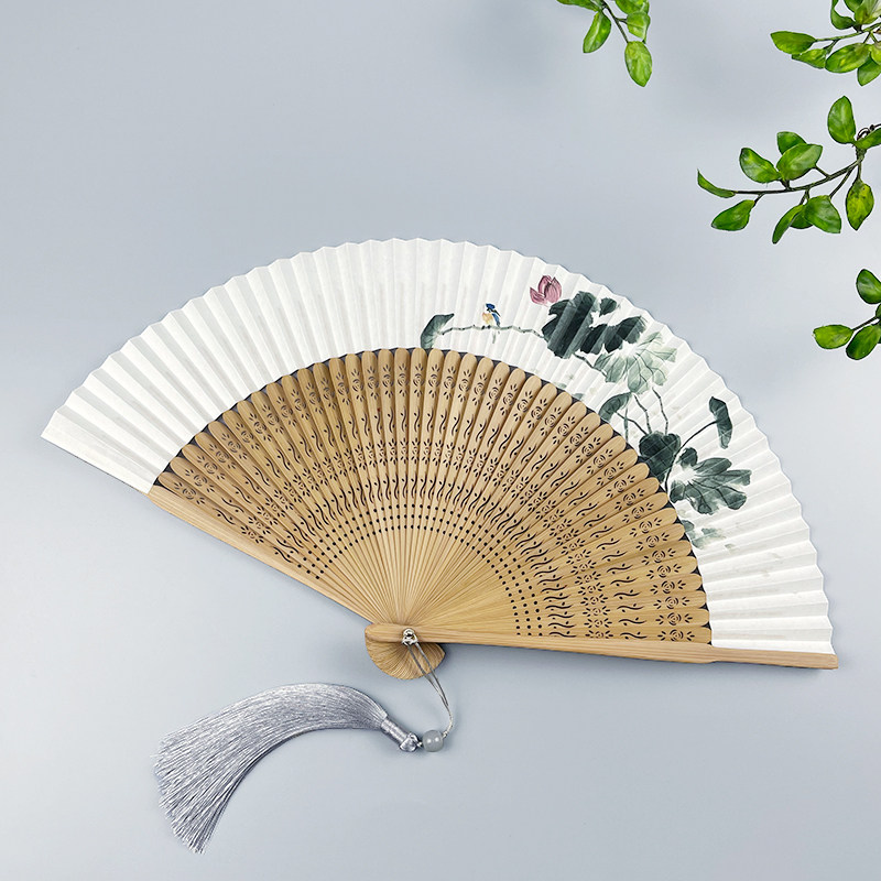 纸扇折扇古风男女汉服便携中国风双面带香味背面空白可创作小扇子