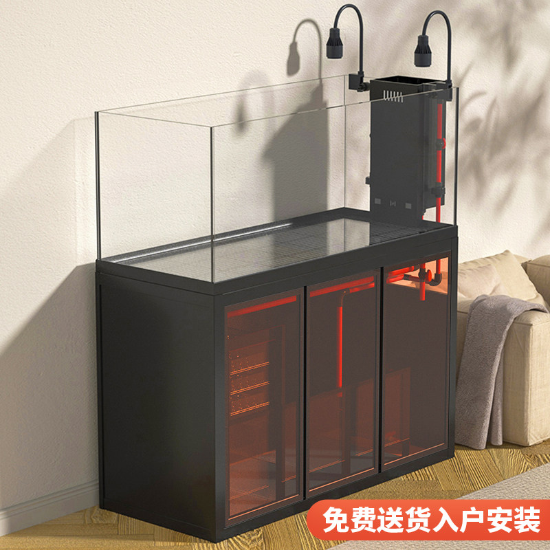新款工业风揹包溪流鱼缸客厅家用水族箱底滤生态造景免换水金鱼缸