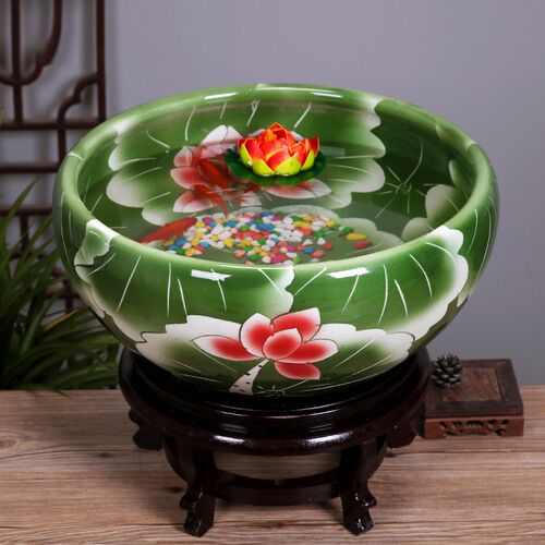 景德镇陶瓷鱼缸手绘桌面大号招财金鱼乌龟缸盆睡碗莲水仙荷花盆缸