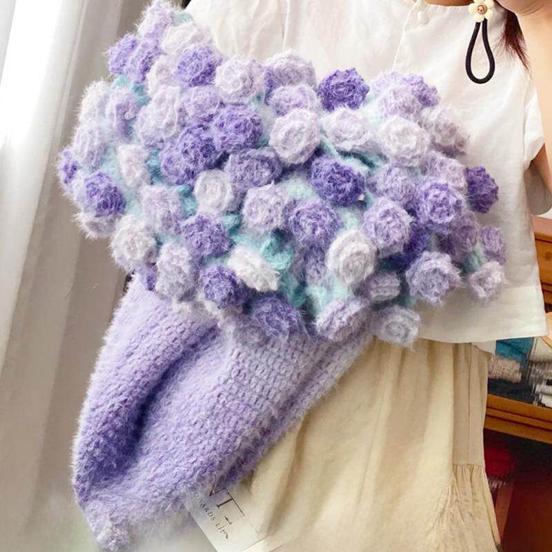 玫瑰花束毯子手工diy编织钩针材料包毛线雪妃尔魔法球针织礼物勾