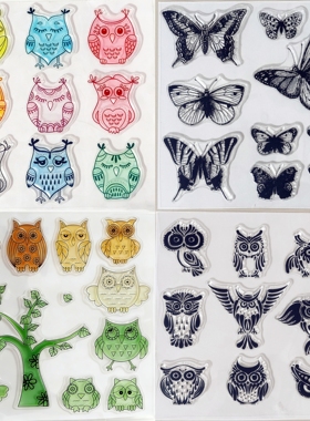 蝴蝶鸟 透明 软胶印章 PVC印章 硅胶印章 DIY印章 手工制作 stamp