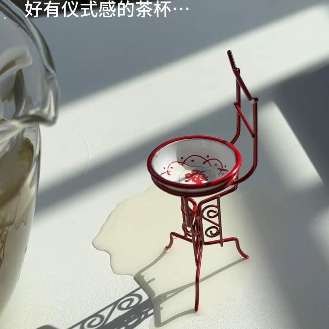 迷你复古怀旧喜字脸盆茶杯酒杯微缩模型架子娃娃配件小朋友过家家