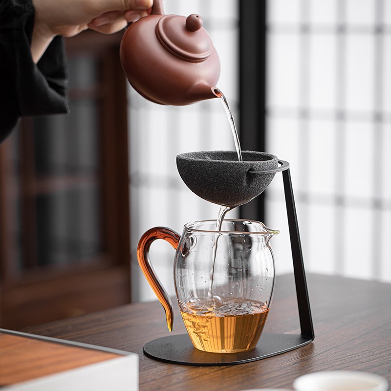 小院遇见创意无孔陶瓷铁架茶漏茶水分离茶叶过滤器公道杯茶滤茶隔