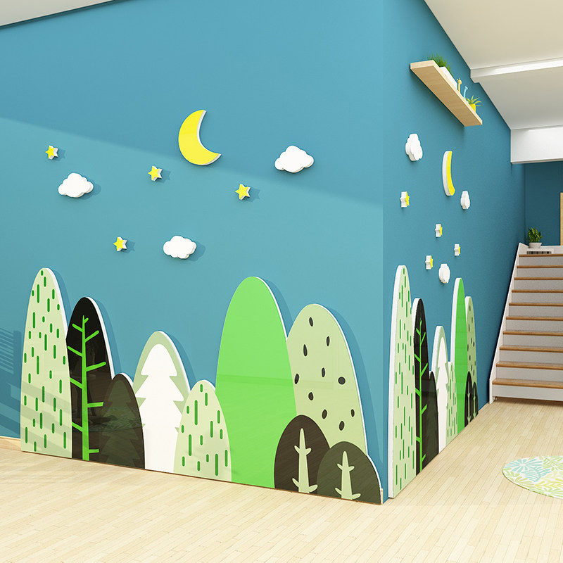 幼儿园森林风文化主题墙环创装饰材料走廊教室森系布置3d立体墙贴