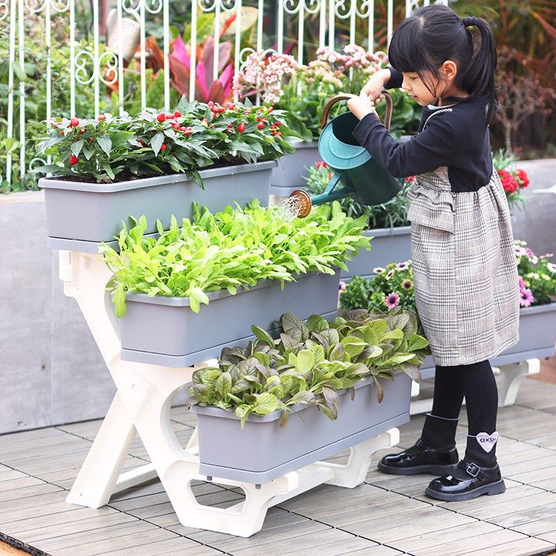 阶梯式花盆多层架种菜盆立体花架加长加厚节省空间阳台室外种植箱