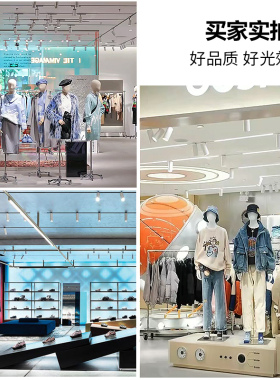 射灯轨道条店铺商用1m1.5米2米三线加厚铜芯led两线吊杆明装导轨