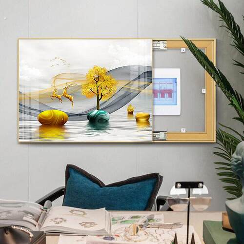 现代简约免打孔电表箱装饰画 轻奢客厅电表盒遮挡挂画 可定制电闸